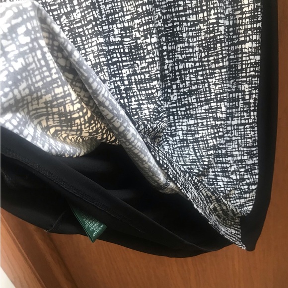 Lauren Ralph Lauren Midi Length Black & White Dress with Ruched Front - Picture 9 of 9